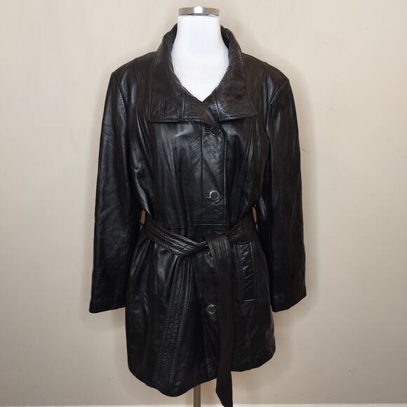 Wilson's Leather Belted Coat Jacket Thinsulate Lining Vintage 90s - Picture 1 of 15